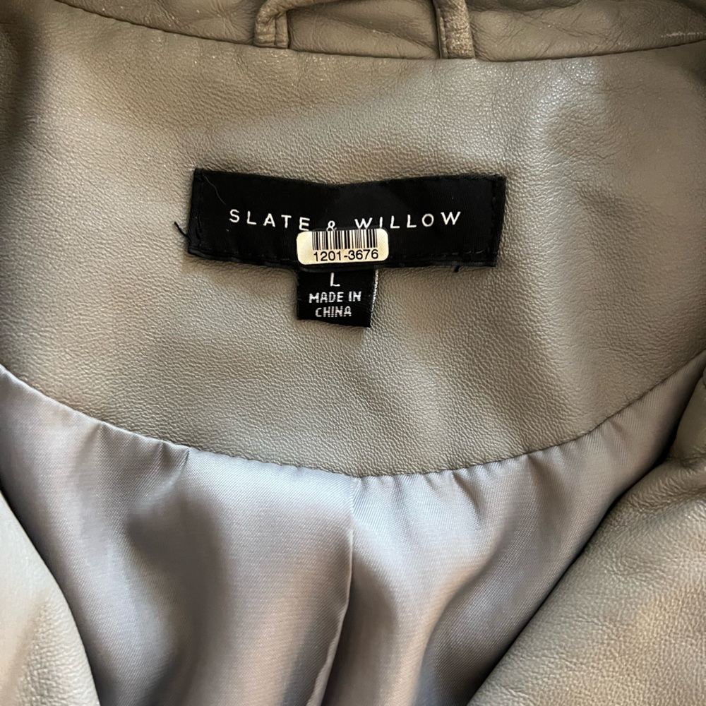 Slate & Willow Grey Leather Moto Jacket - Picture 5 of 7